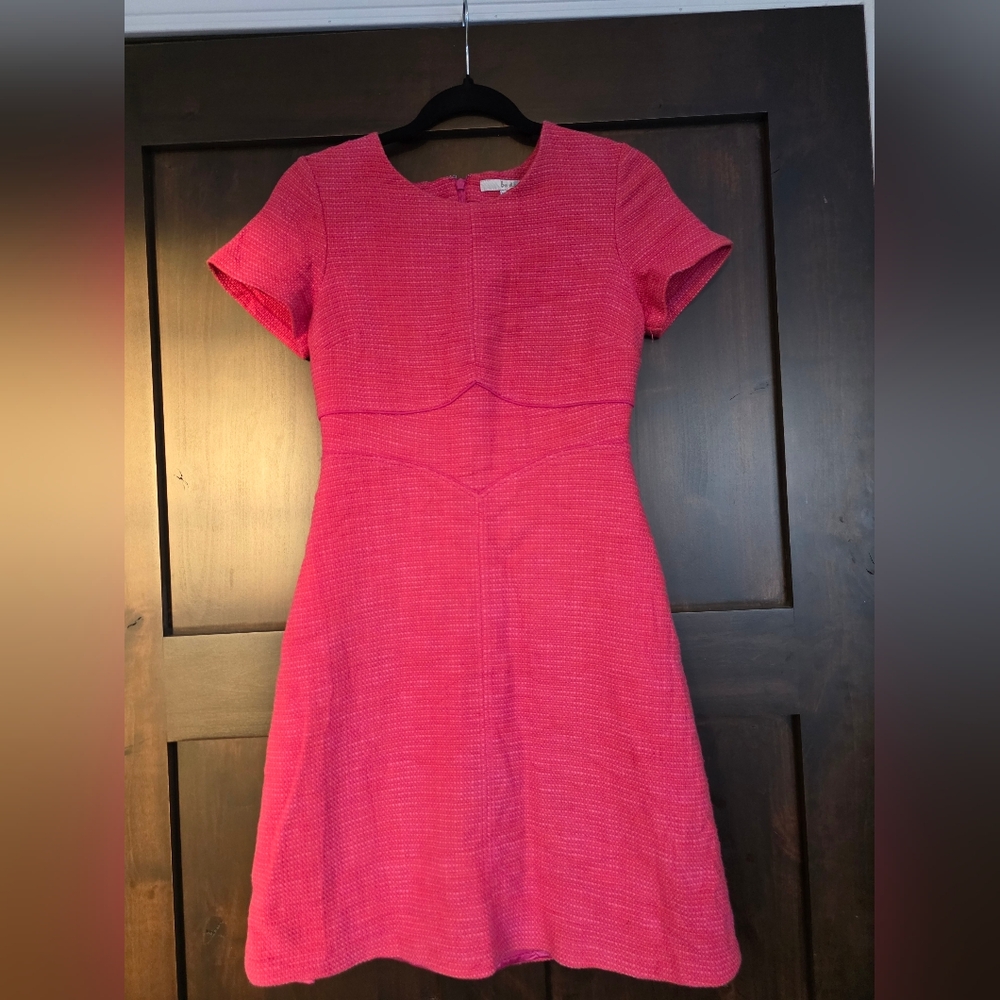 Boden Pink Sylvie Tweed A-line Short Sleeve Dress Size 4